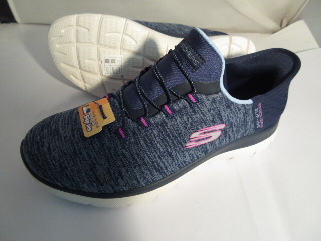 23,5cm レディーススニーカースケッチャーズ スリップインズ 149937W NVPR色 スリッポン ハンズフリー 4E相当のワイドフィット Slip-ins拍卖
