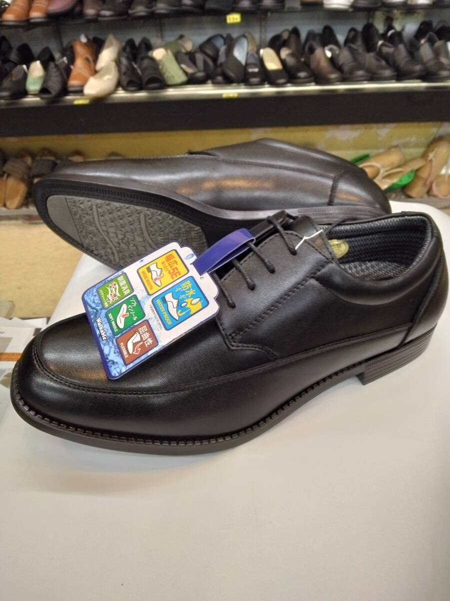 激安! 25,5 メンズビジネスシューズ 2052 合成皮革大きいサイズ 5E幅 ヒモ式 防水設計 水位4cm 4時間位 黒色 幅広 クッションがいい¥6490拍卖