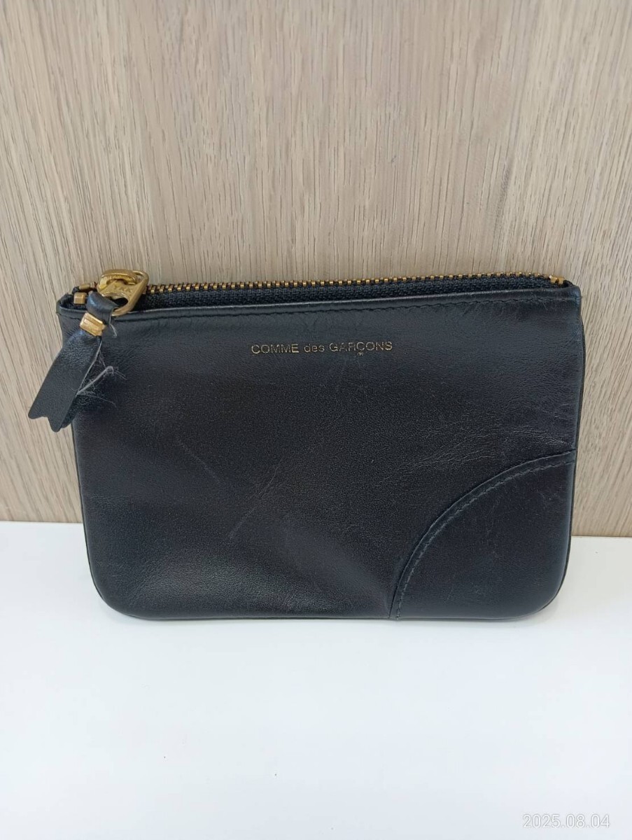 【中古品】 COMME des GARCONS コムデギャルソン 財布 ウォレット ポーチ レザー コンパクト ブラック 小銭入れ 現状品拍卖
