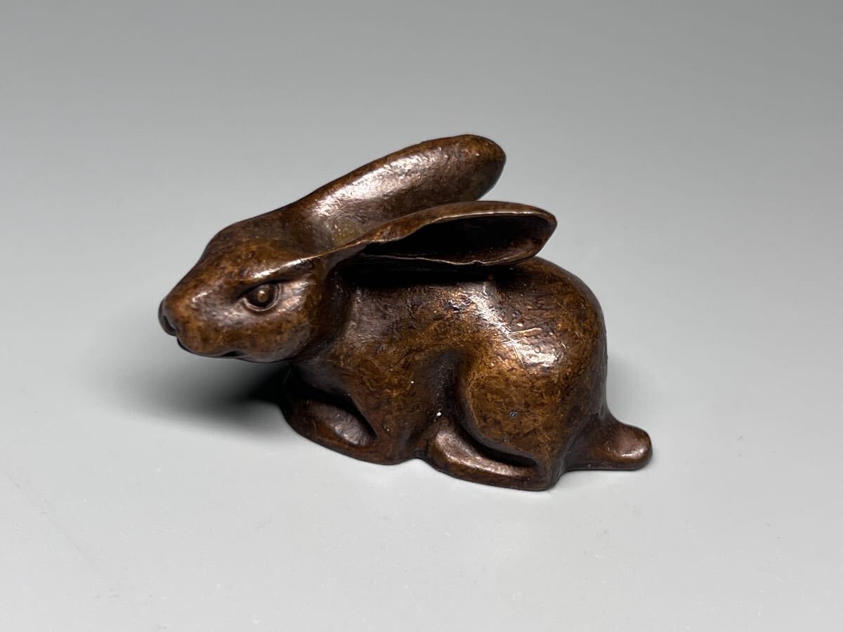 古銅 文鎮 ウサギ 兎 置物 古美術 骨董品 添配 鑑賞 ヴィンテージ拍卖