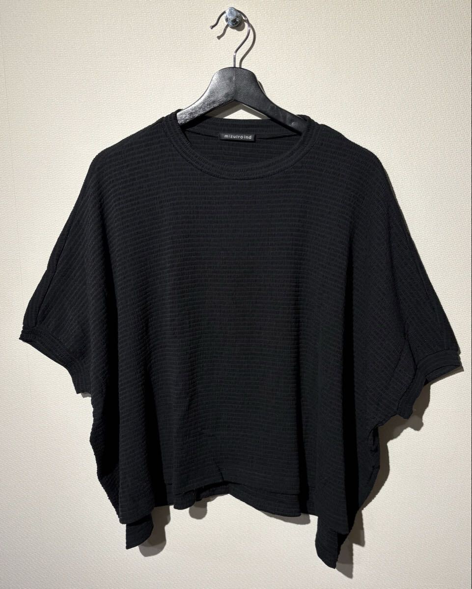 mizuiro ind / クレープワイドプルオーバー / SIZE:FREE / BLACK / ミズイロインド / crape wide PO / カットソー Tシャツ / made in japan拍卖