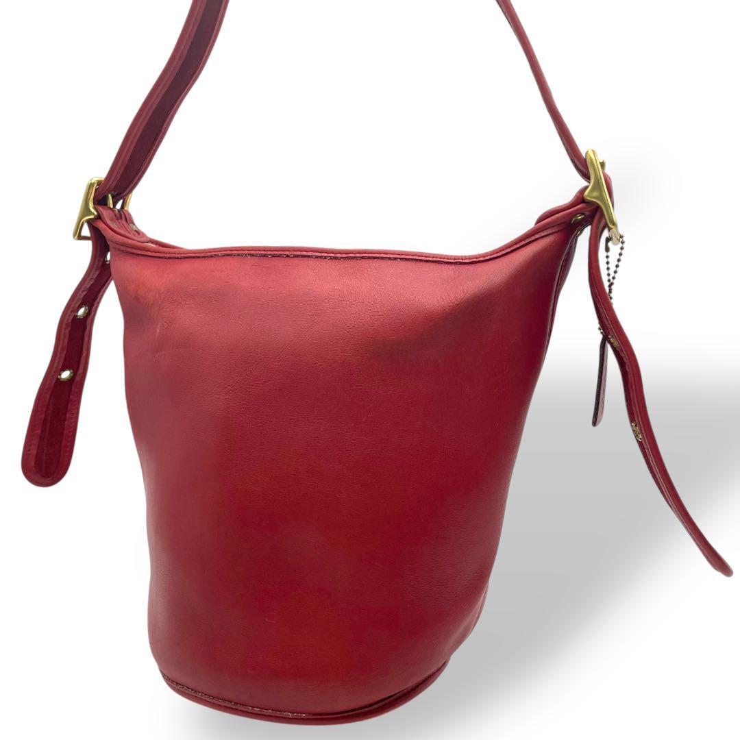 美品 COACH ショルダーバッグ レザー レッド オールドコーチ 斜め掛け拍卖