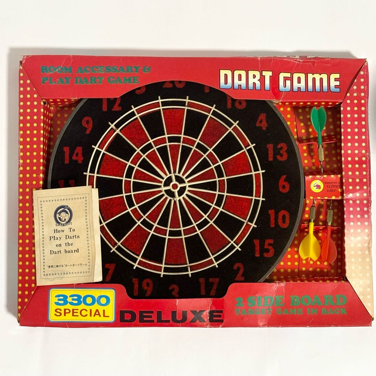 エレファント社 昭和レトロ 希少 ダーツ 3300 SPECIAL DELUXE ダーツボード elephant 日本製 アンティーク ヴィンテージ ビンテージ拍卖