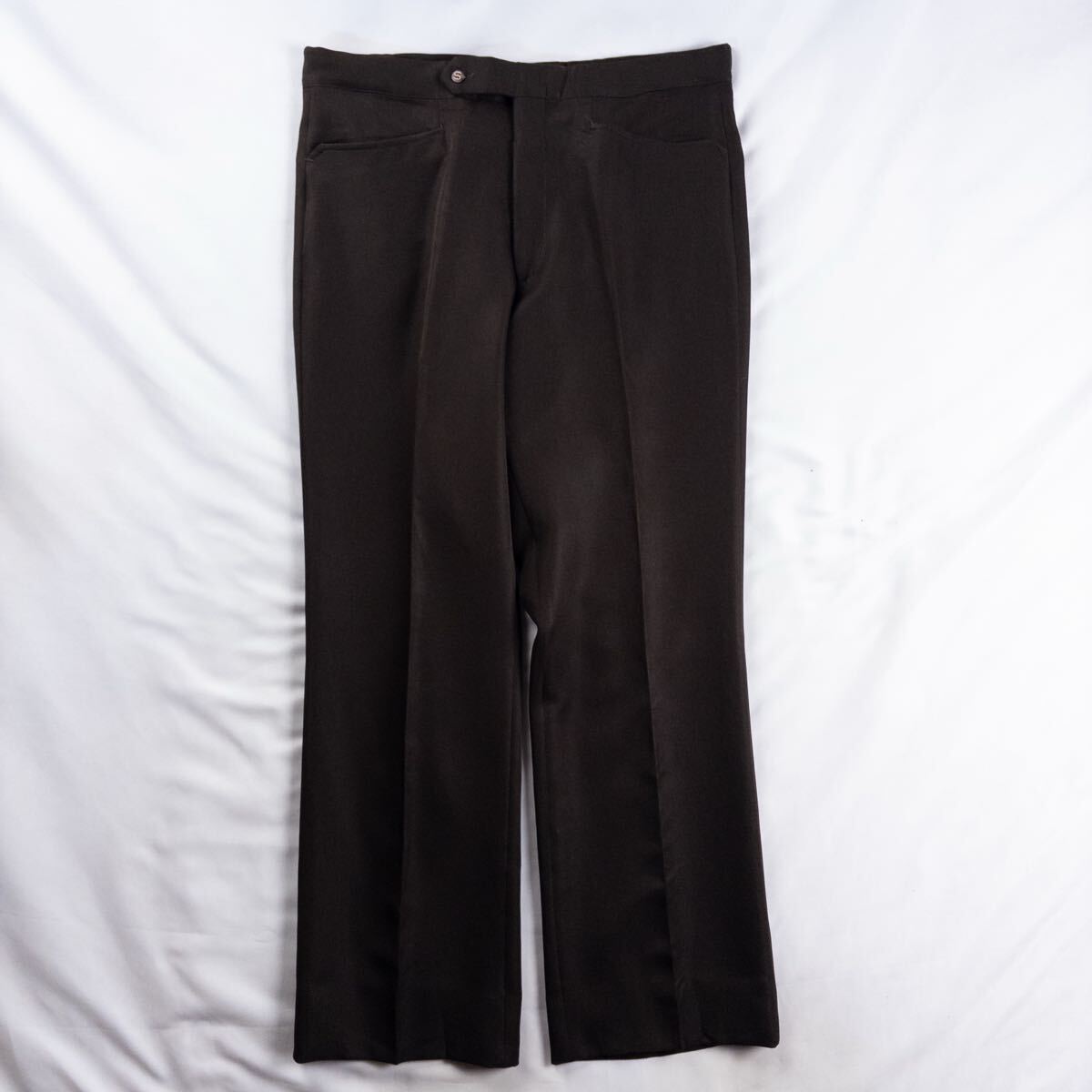 US Vintage 80s SANSABELT ノータック ドレープ ロケットタロン TALON フレア ブラウン ランチャー アクション スラックス トラウザーズ拍卖