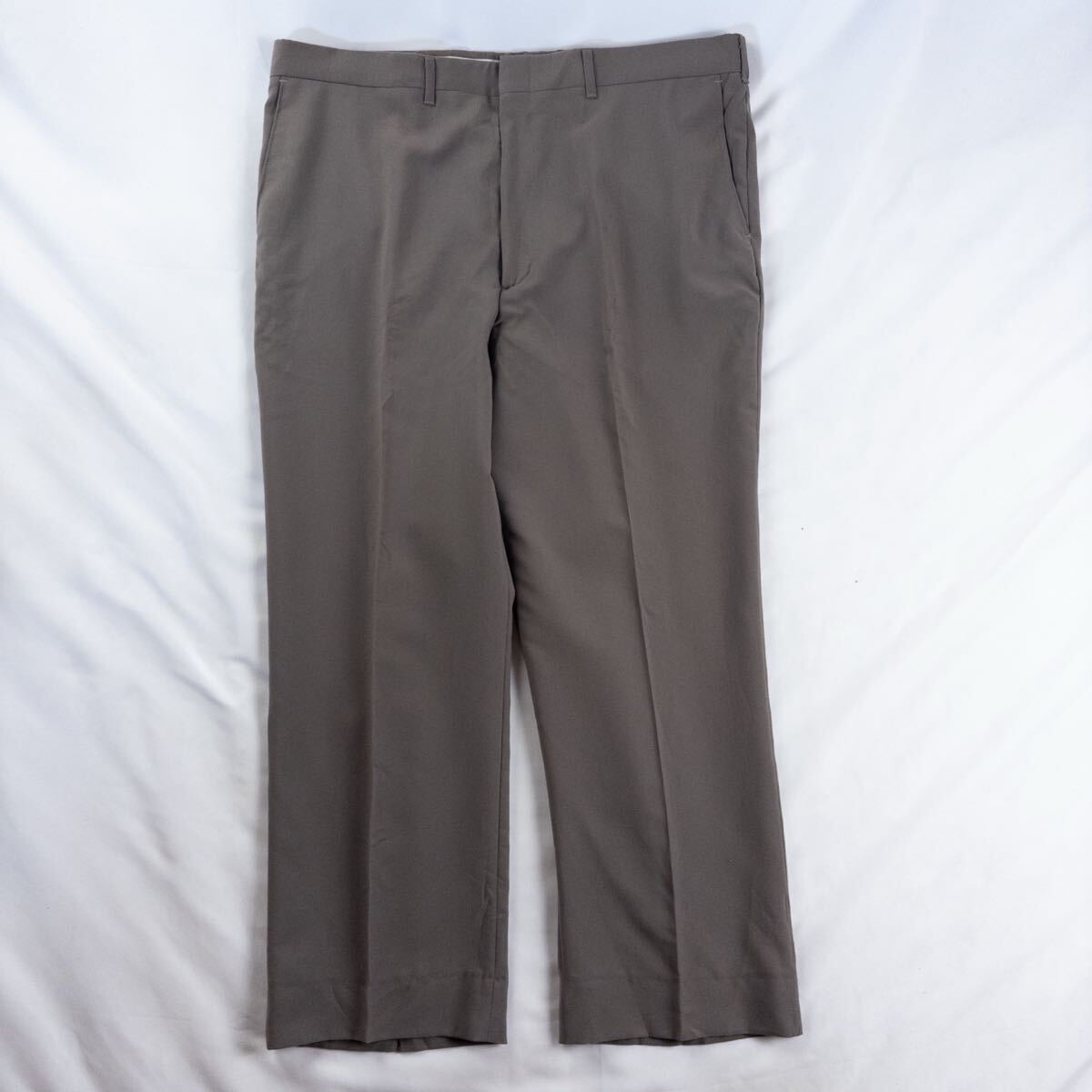 US Vintage 80-90s HAGGAR ポリエステル ウール ノータック くすみカラー ブラウン レトロ ワイド ドレス デザインスラックス トラウザーズ拍卖