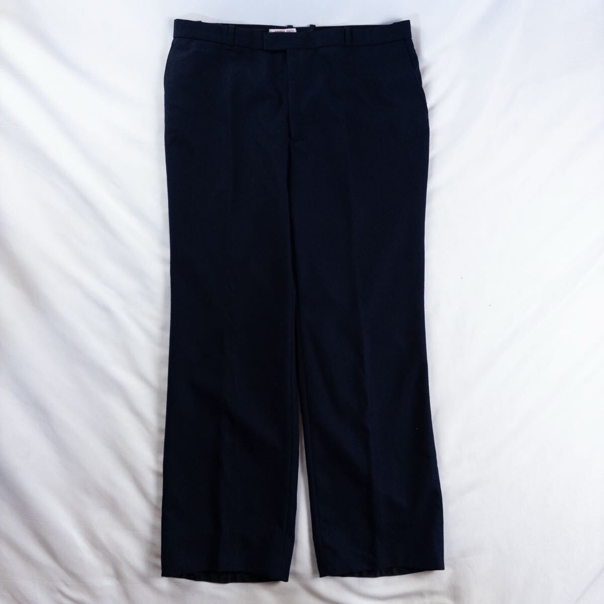 US Vintage 90s GAMBON Mario ウール ツイル ノータック エクレアジップ ECLAIR レトロ ネイビー 紺 ワイド スラックス トラウザーズ拍卖