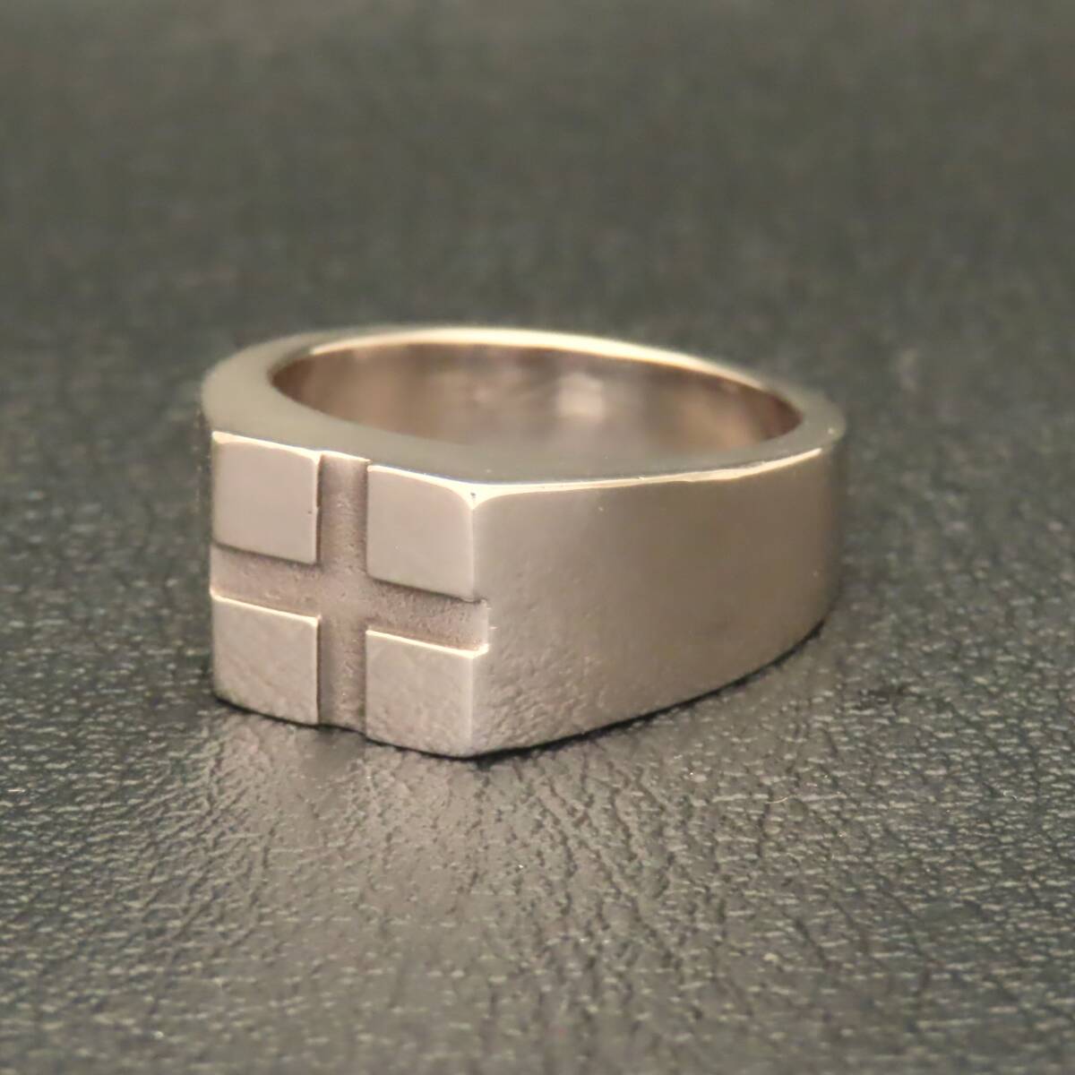 新品同様 美品 STAR JEWELRY スタージュエリー 500 ピンクシルバー 印台 クロス 十字架 リング 指輪 15号 8.6g メンズ ユニセックス拍卖