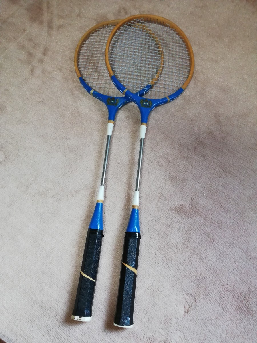 当時物 昭和レトロ 木製 バドミントン ラケット 2本セット!拍卖