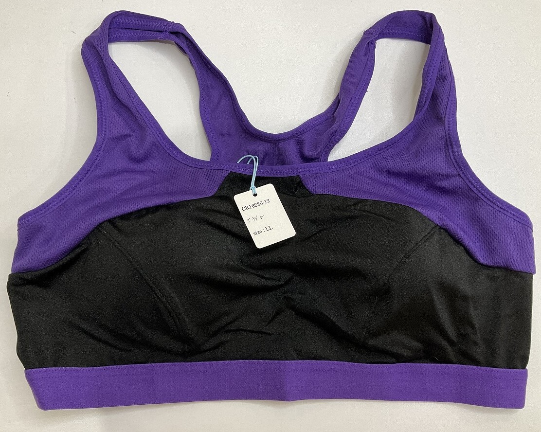 CR16280-12 IB⑦【特価】新品 ブラジャーセット LL 2枚組ブラック ノンワイヤー ストレッチ 吸汗速乾 メッシュ レディース拍卖