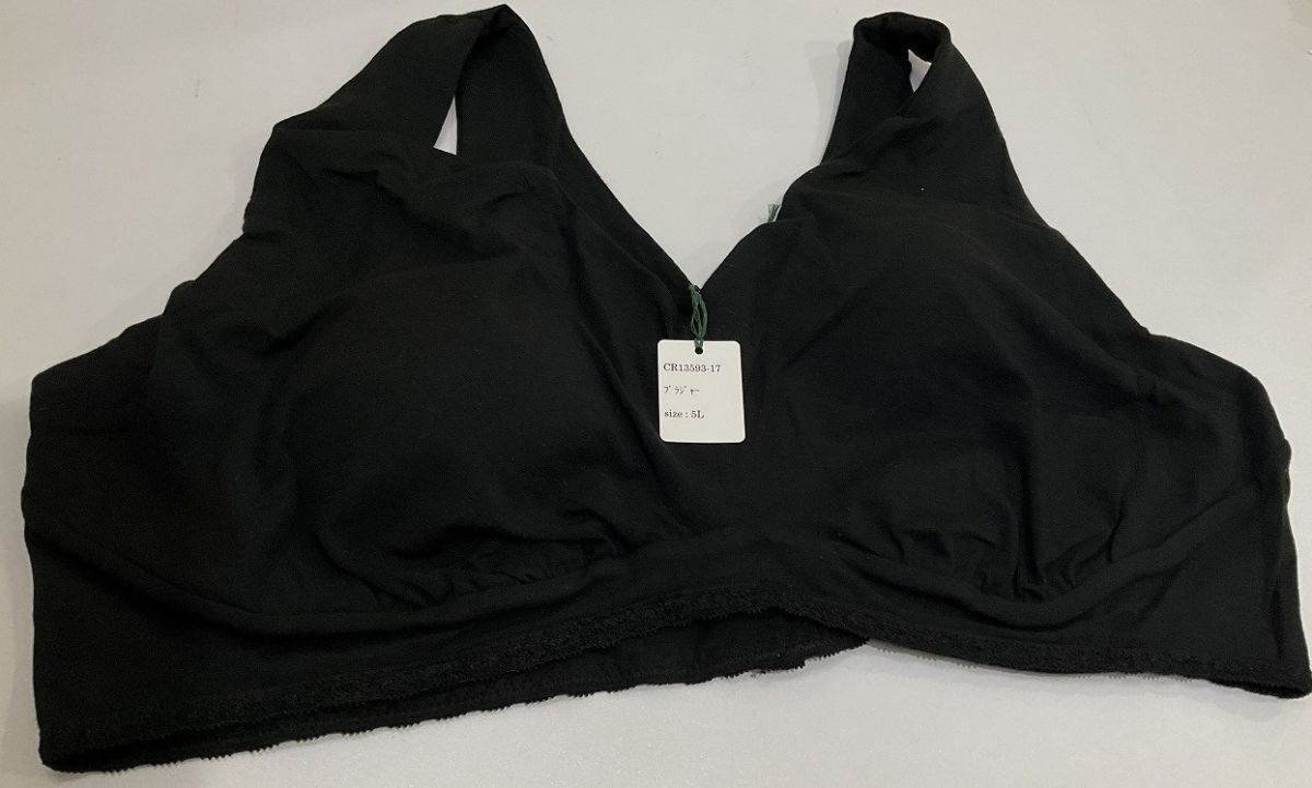 CR13593-17 IB⑥【特価】新品 大きい ブラジャー 5L 1枚 ブラック レース 花柄 ノンワイヤー 刺しゅう フルカップ 綿混 レディース拍卖