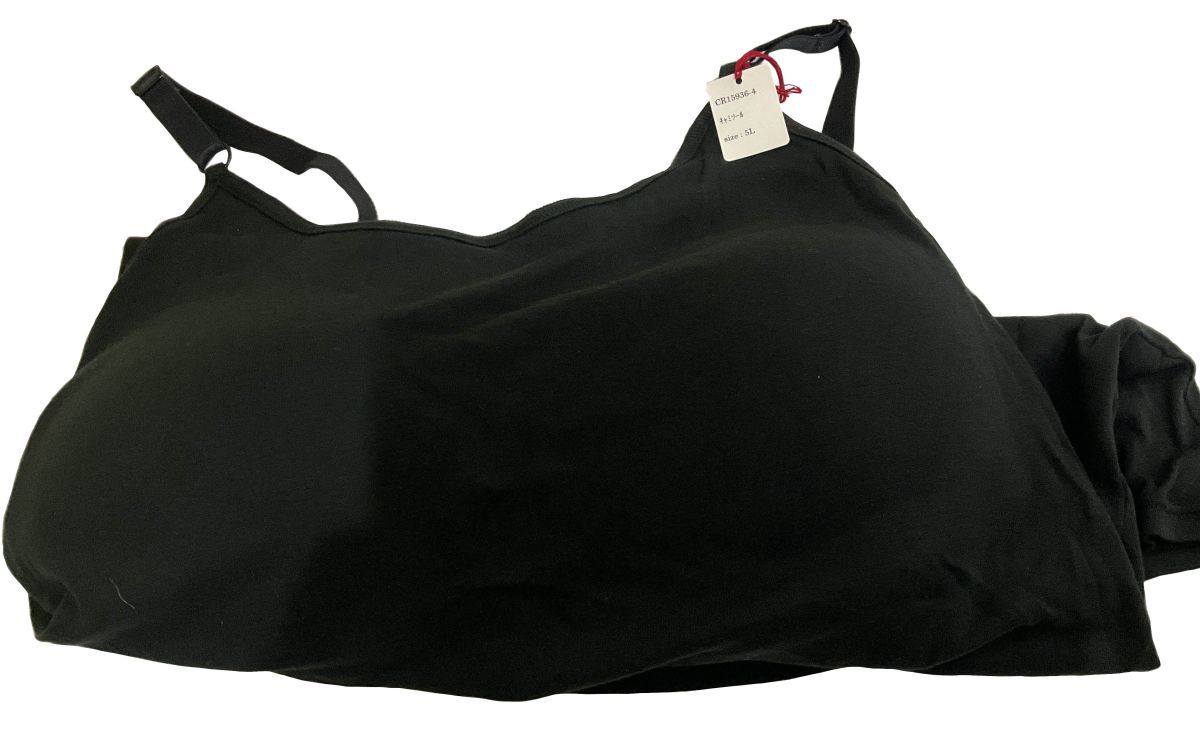 CR15936-4 IBK⑦【特価】新品 大きい カップ付きキャミソール 5L 1枚 ブラック ストレッチ 綿100% シンプル レディース拍卖