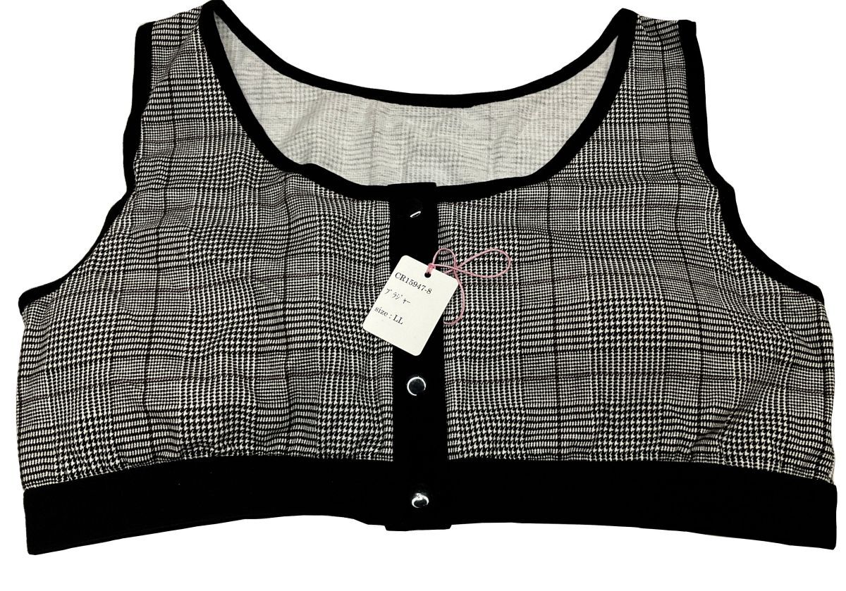 CR15947-8 IB⑦【特価】新品 術後ブラジャー LL 2枚組 ブラック ノンワイヤー 綿混 ストレッチ 前開き おしゃれ 華やか レディース拍卖