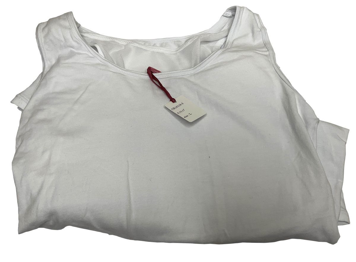 CR16118-3 IBK⑦【特価】新品 大きい ナベシャツ L 1枚 ストレッチ 綿混 シンプル 補正 パワーネット タンクトップ レディース拍卖