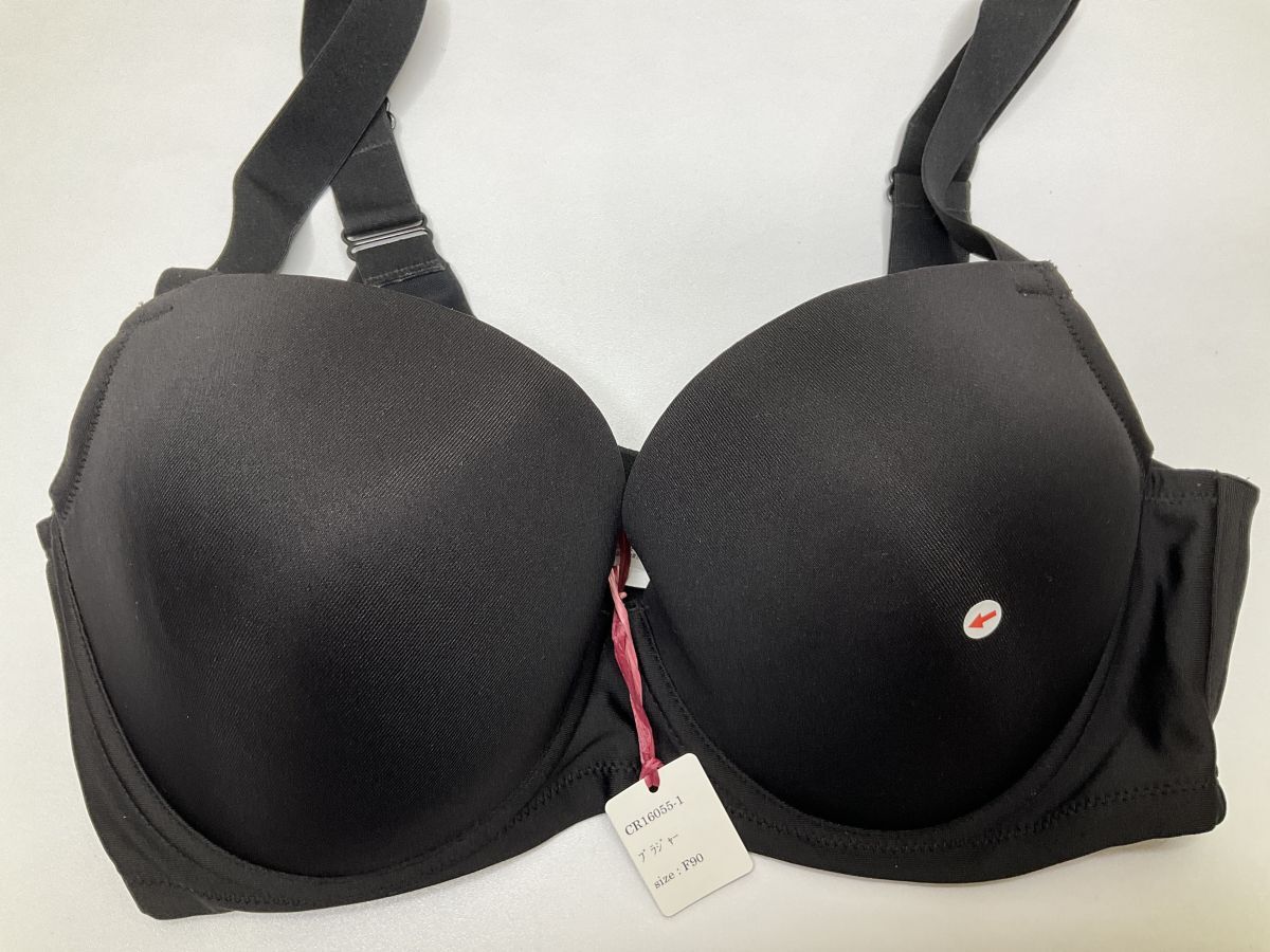 CR16055-1 IB⑦【特価】新品 大きい ブラジャー F90 ブラック 3/4カップ ストレッチ シンプル レディース拍卖