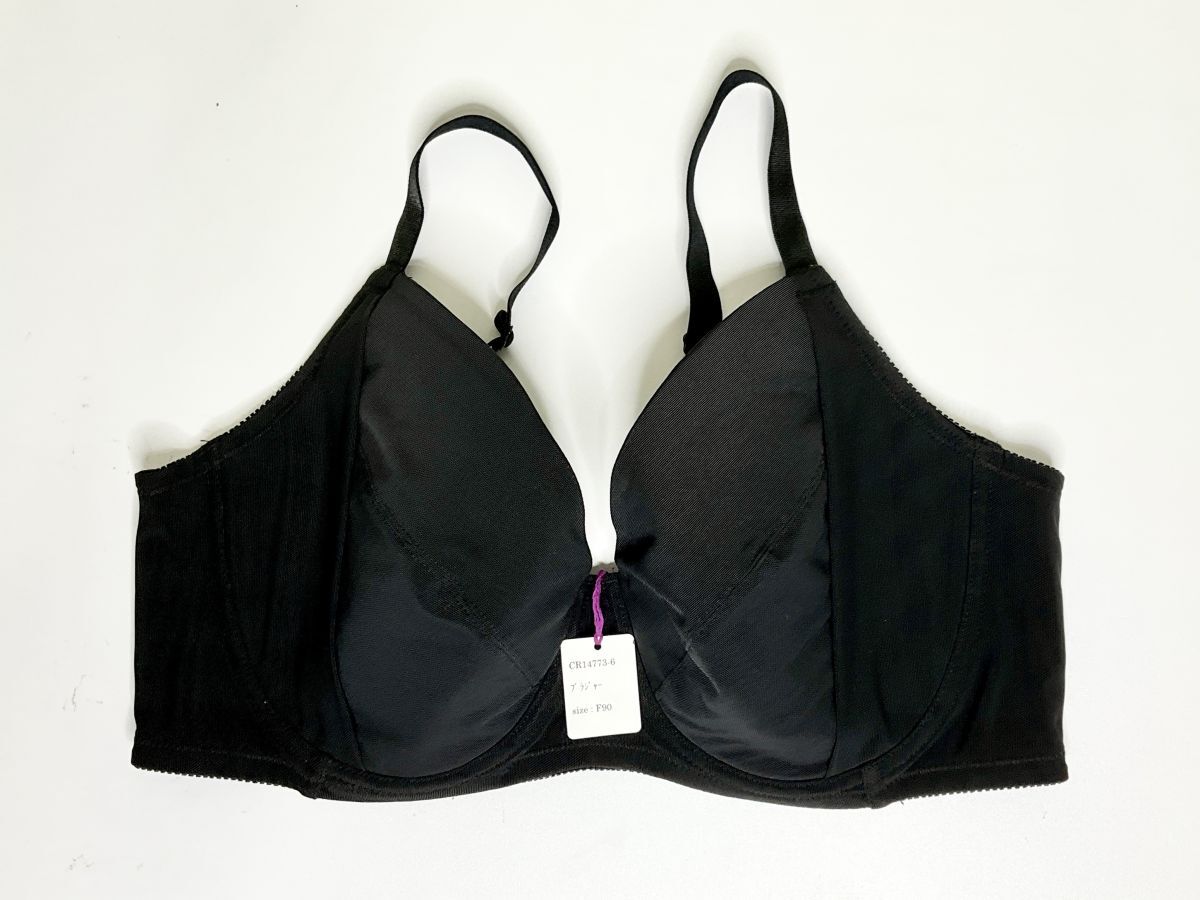 CR14773-6 IB⑥【特価】新品 大きい ブラジャー F90 黒 脇高 フルカップ メッシュ シンプル U字ワイヤー 安定感 通気性 レディース拍卖