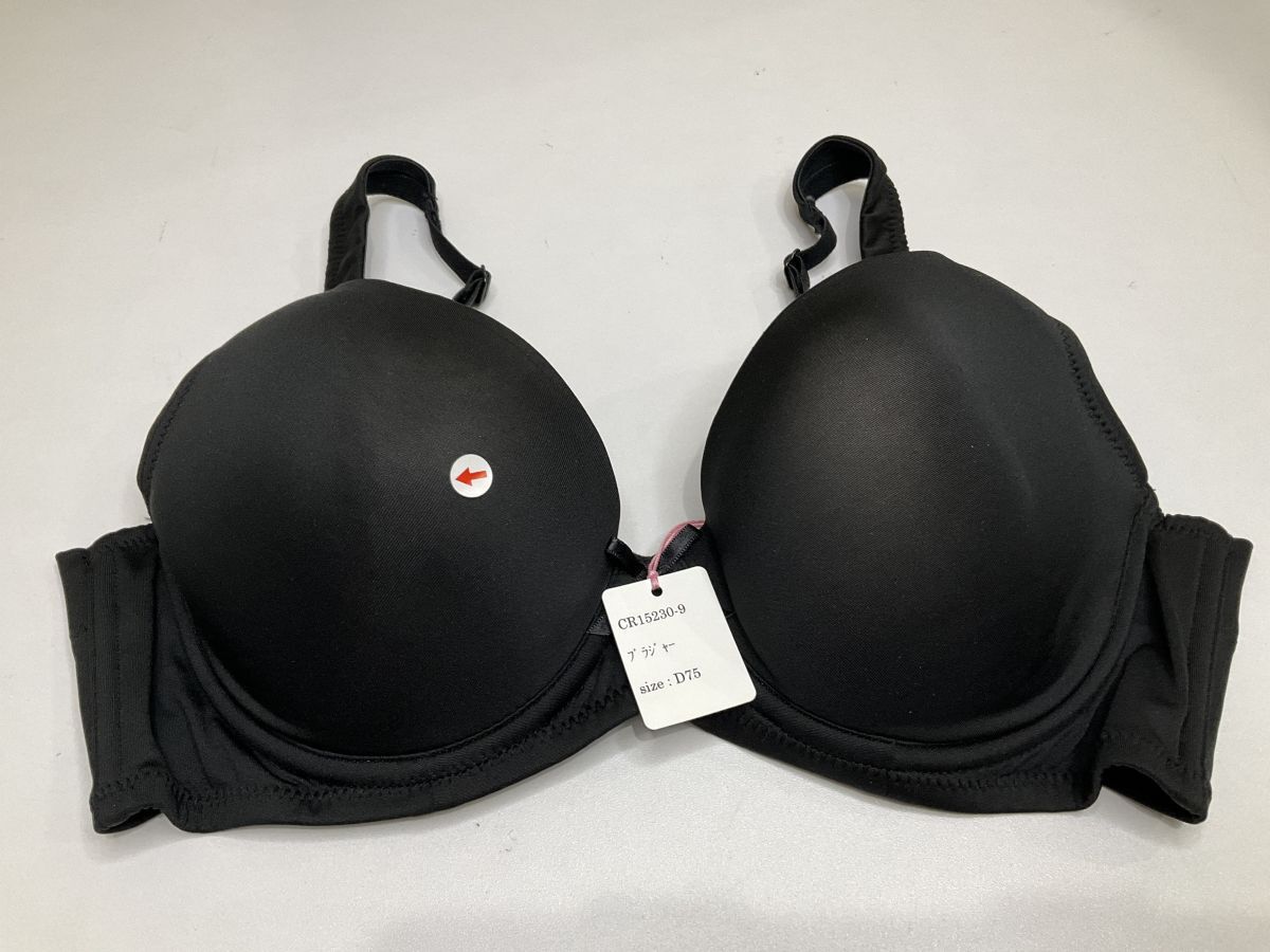 CR15230-9 IB⑥【特価】新品 大きい ブラジャー D75 ブラック 有名ブランド 刺しゅう 3/4カップ ストレッチ おしゃれ レディース拍卖