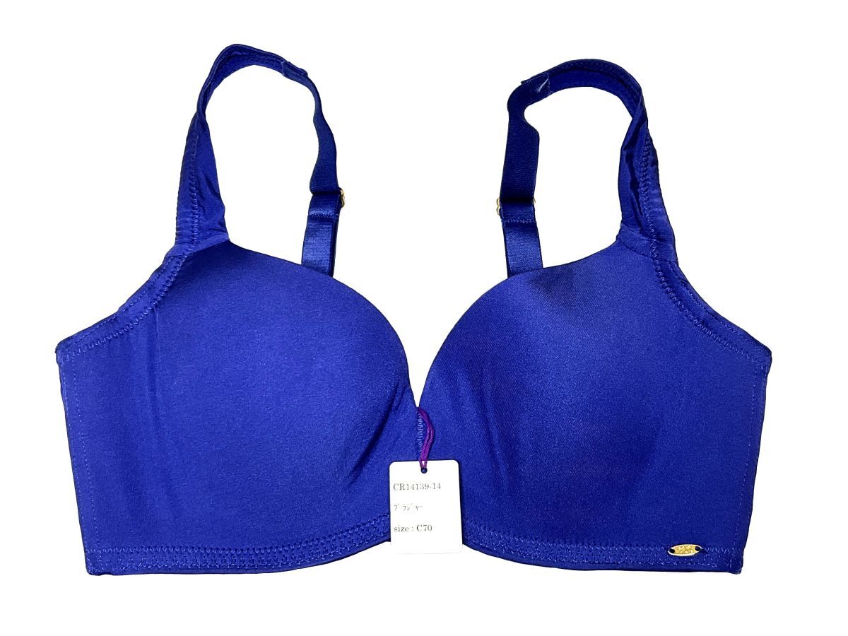 CR14139-14 IB⑥【特価】新品 ブラジャー C70 ロイヤルブルー 3/4カップ ストレッチ シンプル レディース拍卖