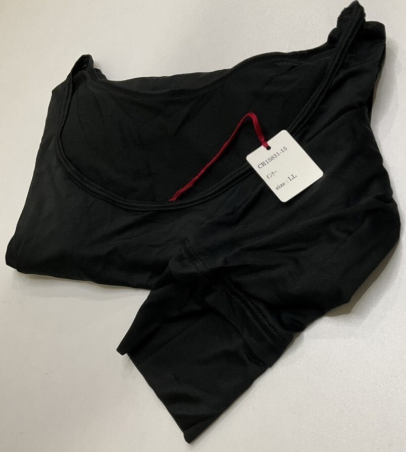 CR15831-15 IBK⑦【特価】新品 指穴付きインナー LL 2枚 ブラック ストレッチ 吸汗速乾 接触冷感 シンプル UVカット 長袖 レディース拍卖