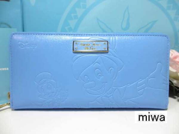 送無料 5%引 サマンサタバサ 限定 ピノキオ ジミニー・クリケット 型押 ラウンドジップ 牛革 ファスナー 長財布 新品 証明書付 ディズニー拍卖