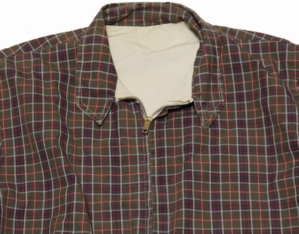 CJ64ドリズラージャケットUNKNOWNアメリカ古着アメリカ製50’S60’SビンテージLリバーシブル綿100ベージュ系xチェックCONMARコンマ拍卖