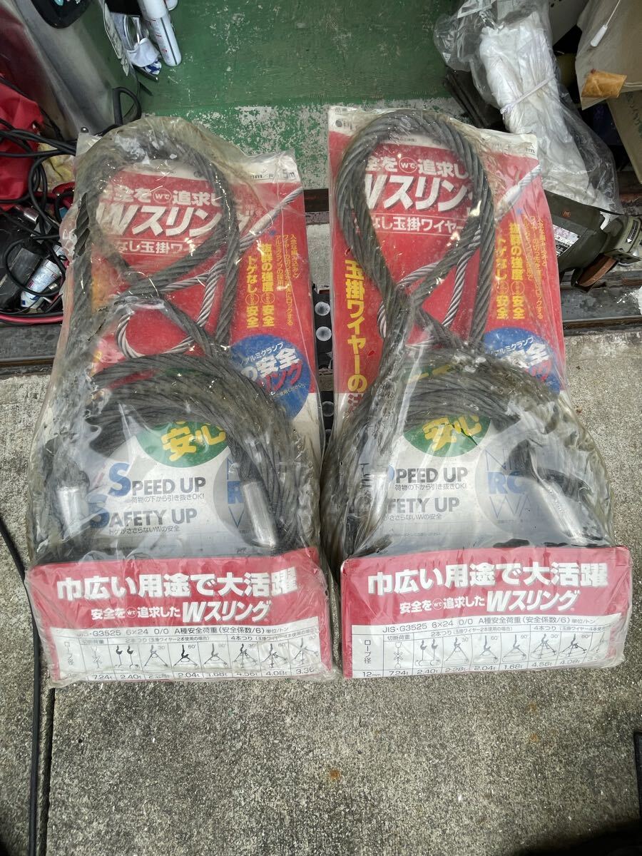 未使用 日興製綱 Wスリング トゲなし玉掛ワイヤー 玉掛けワイヤー 12mmx5.0m 2個セット 現状売り切り拍卖