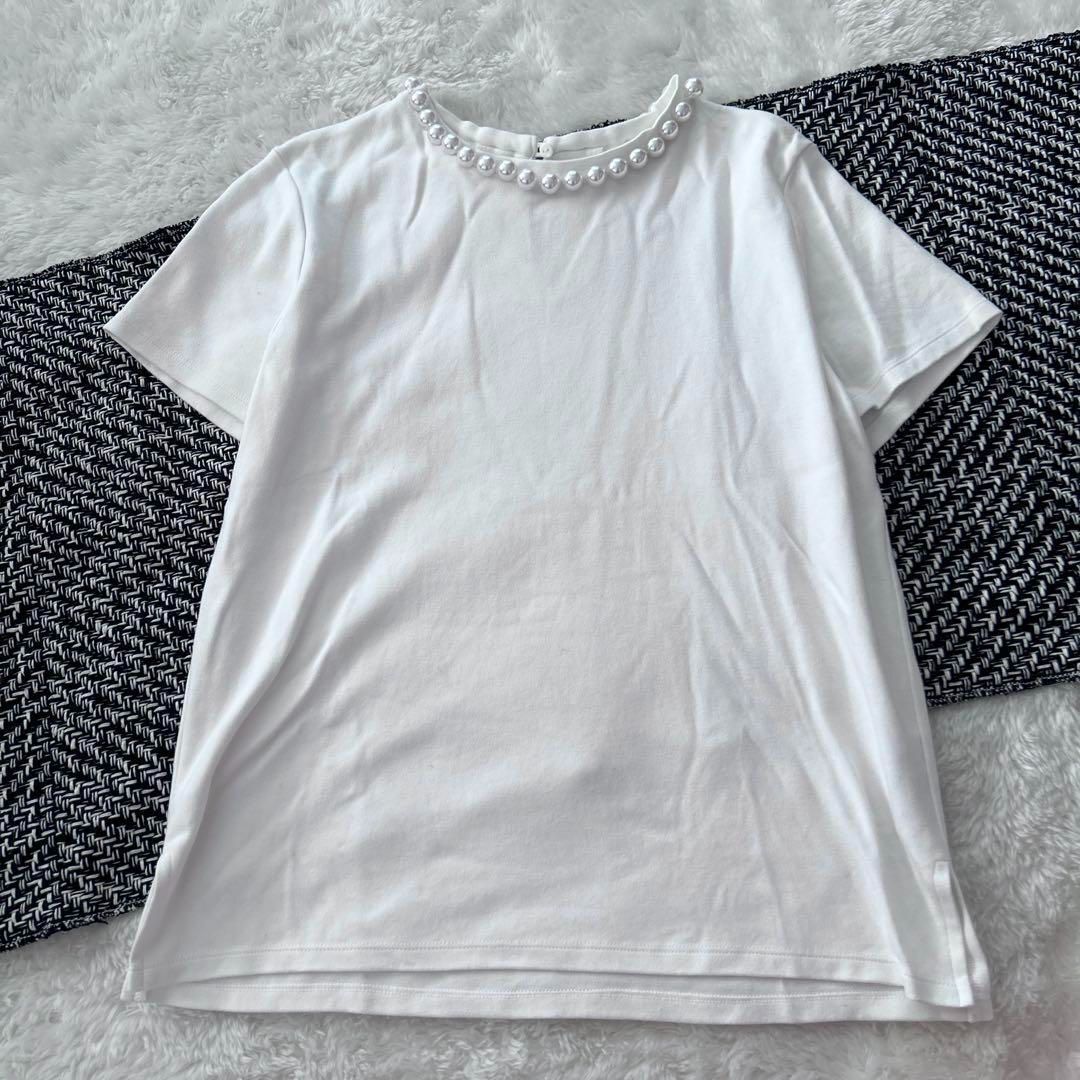 アルページュストーリー パール付き カットソー ホワイト Мサイズ 半袖拍卖