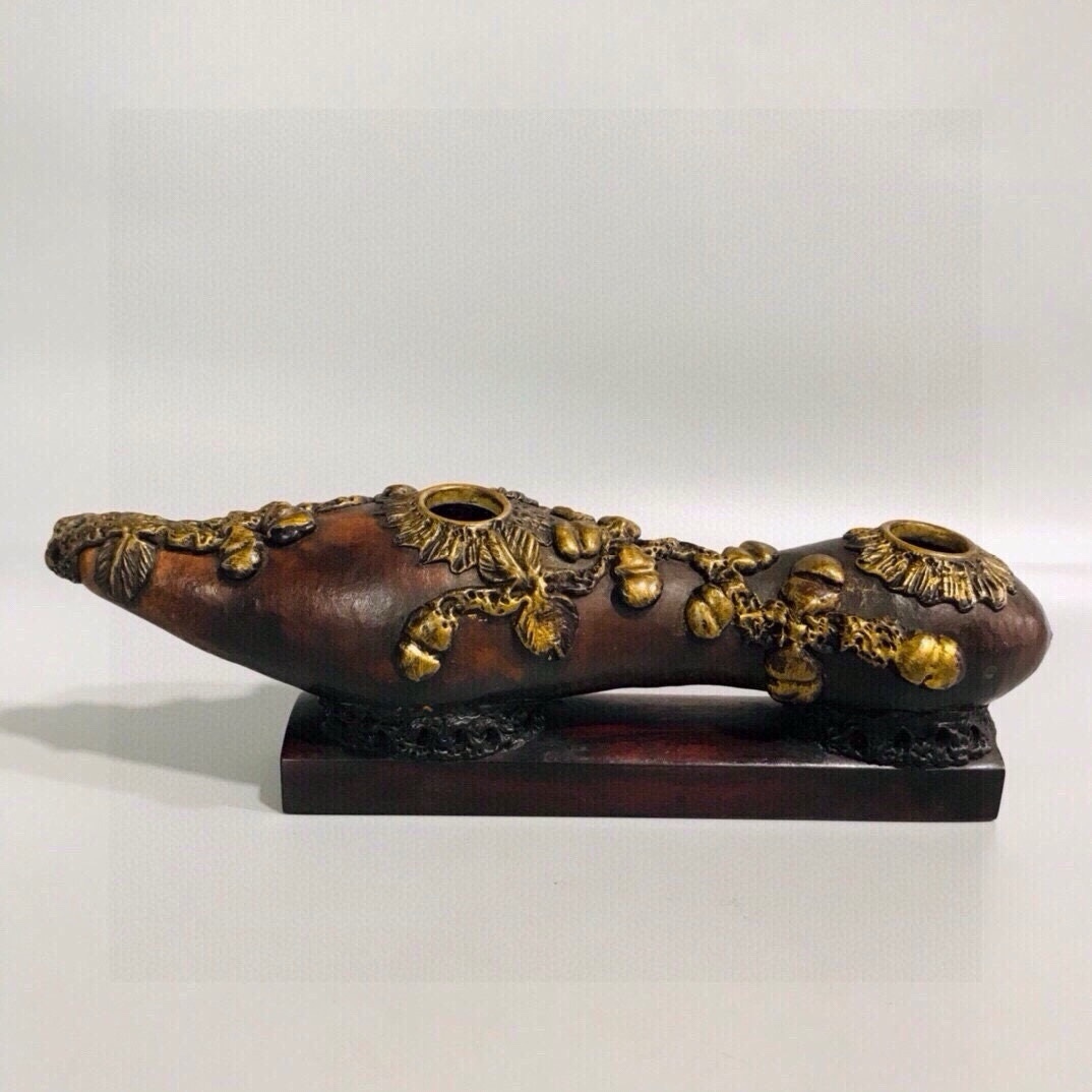 TM8#7543【3.1】中国骨董 人間国宝 古代木工芸品 彫刻品 【旧蔵漆彫老瓢筆洗】 時代物 本物 珍品旧蔵 伝世家珍拍卖