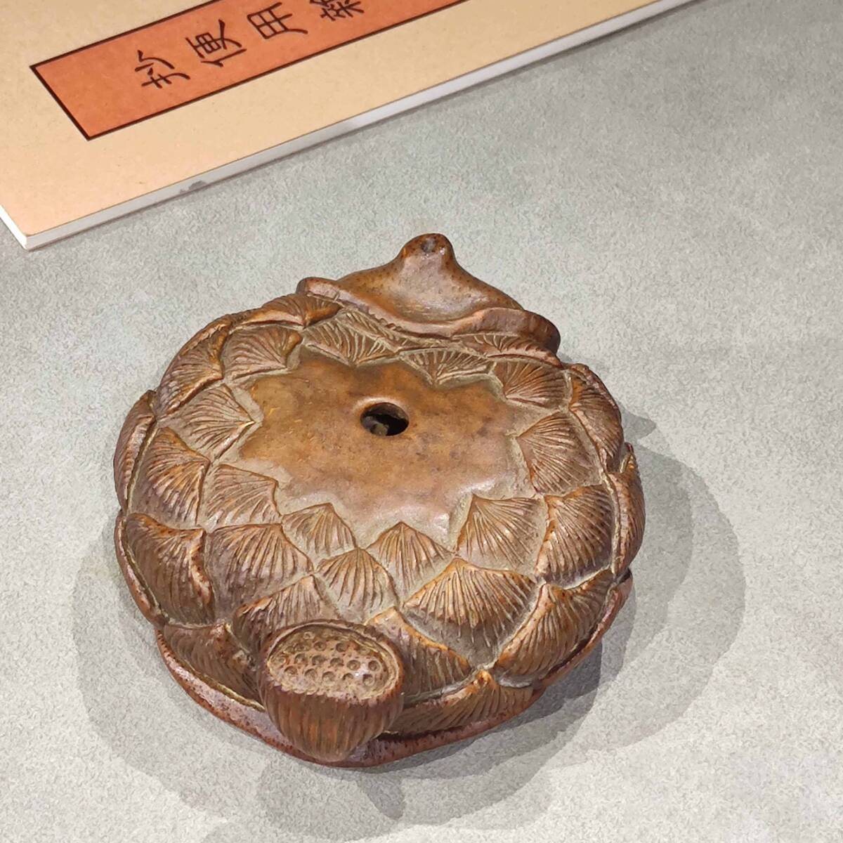 TM8#7132【3.1】中国骨董 人間国宝 古代木工芸品 彫刻品 【清代の竹彫りのすずり】 時代物 本物 珍品旧蔵 伝世家珍拍卖