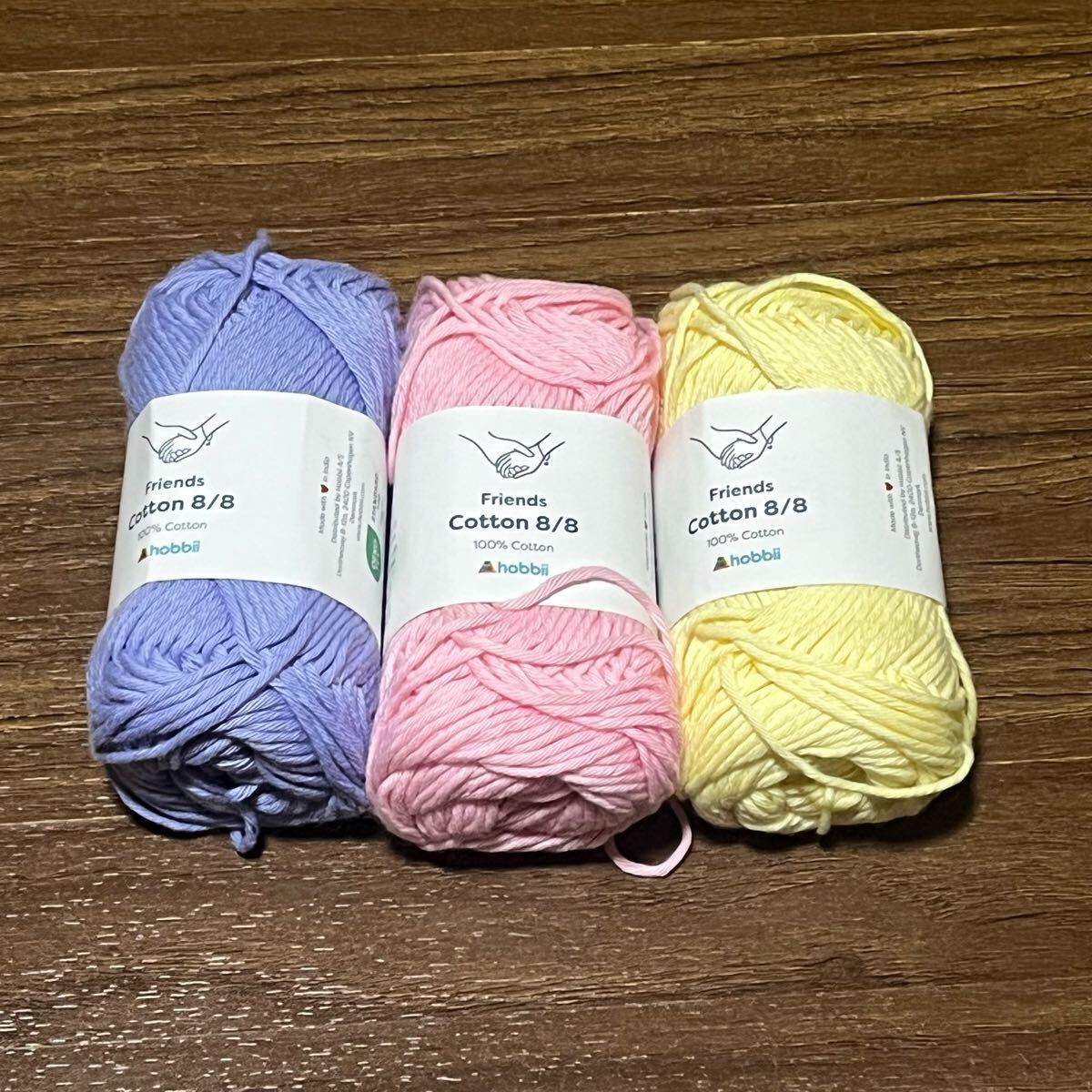 Hobbii Friends Cotton 8/8 フレンズコットン コットン コットン100% 手芸材料 毛糸 編み物 編物 150g 3色セット拍卖