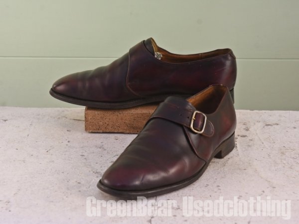 MN042 イギリス製 コールハーン COLE HAAN ビンテージ モンクストラップシューズ 茶 ブラウン メンズ 8 26cm拍卖