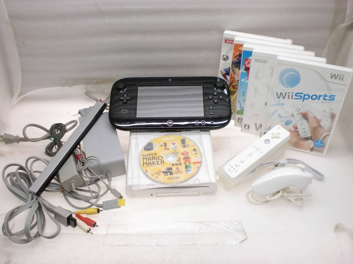 2508203 WiiU本体(32GB)マリオメーカー Wiiソフト遊べます ワンピース カラオケ スポーツ他 現状品 拍卖
