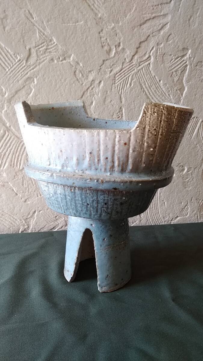 ☆r☆【美術 工芸品・インテリア】生け花 足つき水盤 陶磁器 花器 花生け フラワーベース 花瓶 変形花瓶拍卖