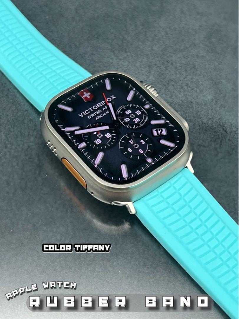 ティファニーブルー アップルウォッチ ワイド ラバー ベルト ウルトラ 49mm 24mm 幅拍卖