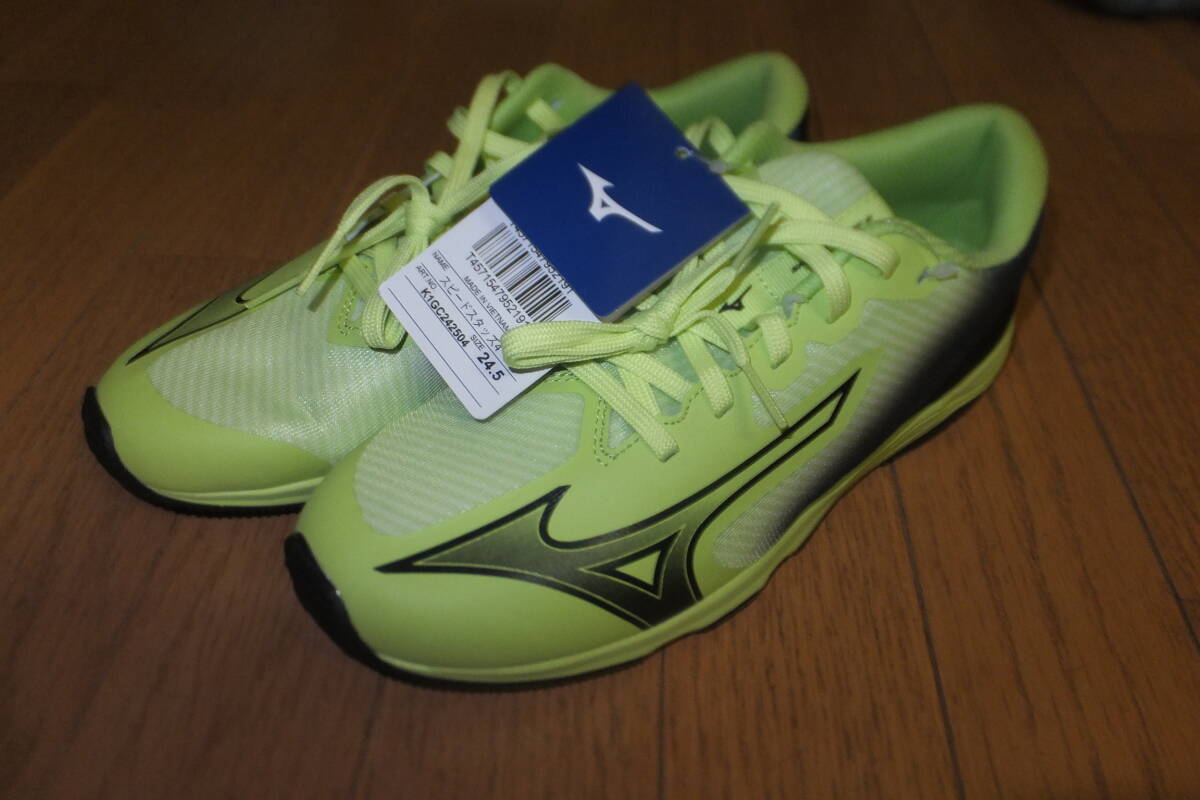 *新品 ミズノ スピードスタッズ4 MIZUNO SPEED STUDS 4 K1GC242504 ライムxブラック 24.5cm 24.5センチ ジュニア キッズ スピードスタッズ*拍卖