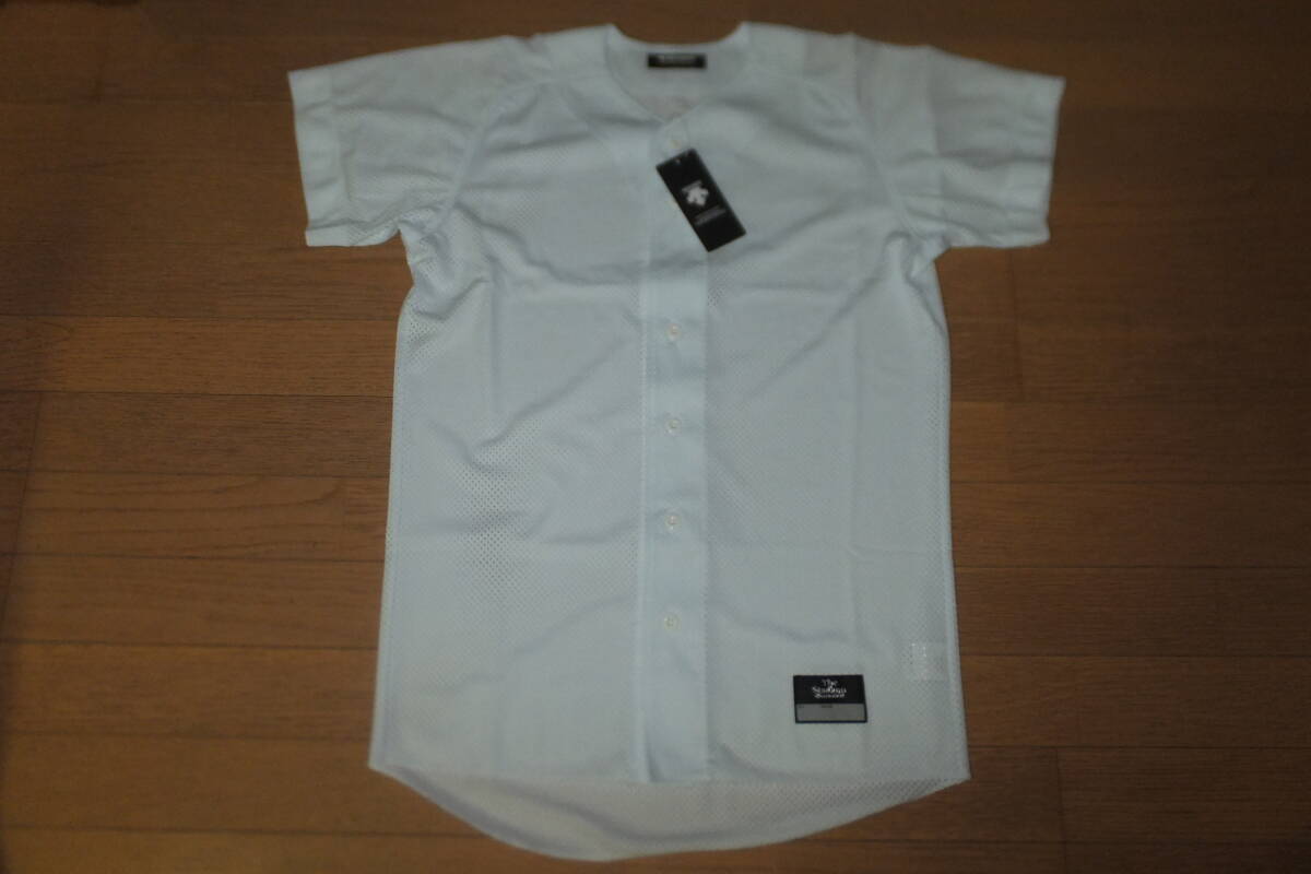 *新品 デサント 野球練習シャツ ユニフォーム グランド メッシュ シャツ フルオープンシャツ ホワイト 白 STD-17T SWHT M DESCENTE*拍卖