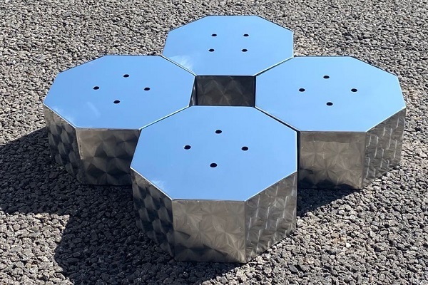 ■新品⇒大型用22.5 10穴 八角形ウロコ&鏡面 ハブカバー センターキャップ エアロセンターカバー リヤー 4個セットISO専用:10穴ウロコ拍卖