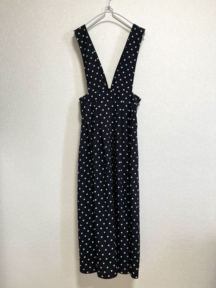 MILK FED. ミルクフェド|ドット柄サロペットワンピース ブラック×ホワイト M|ジャンスカ ワンピース 水玉 フレンチ とろみ系拍卖