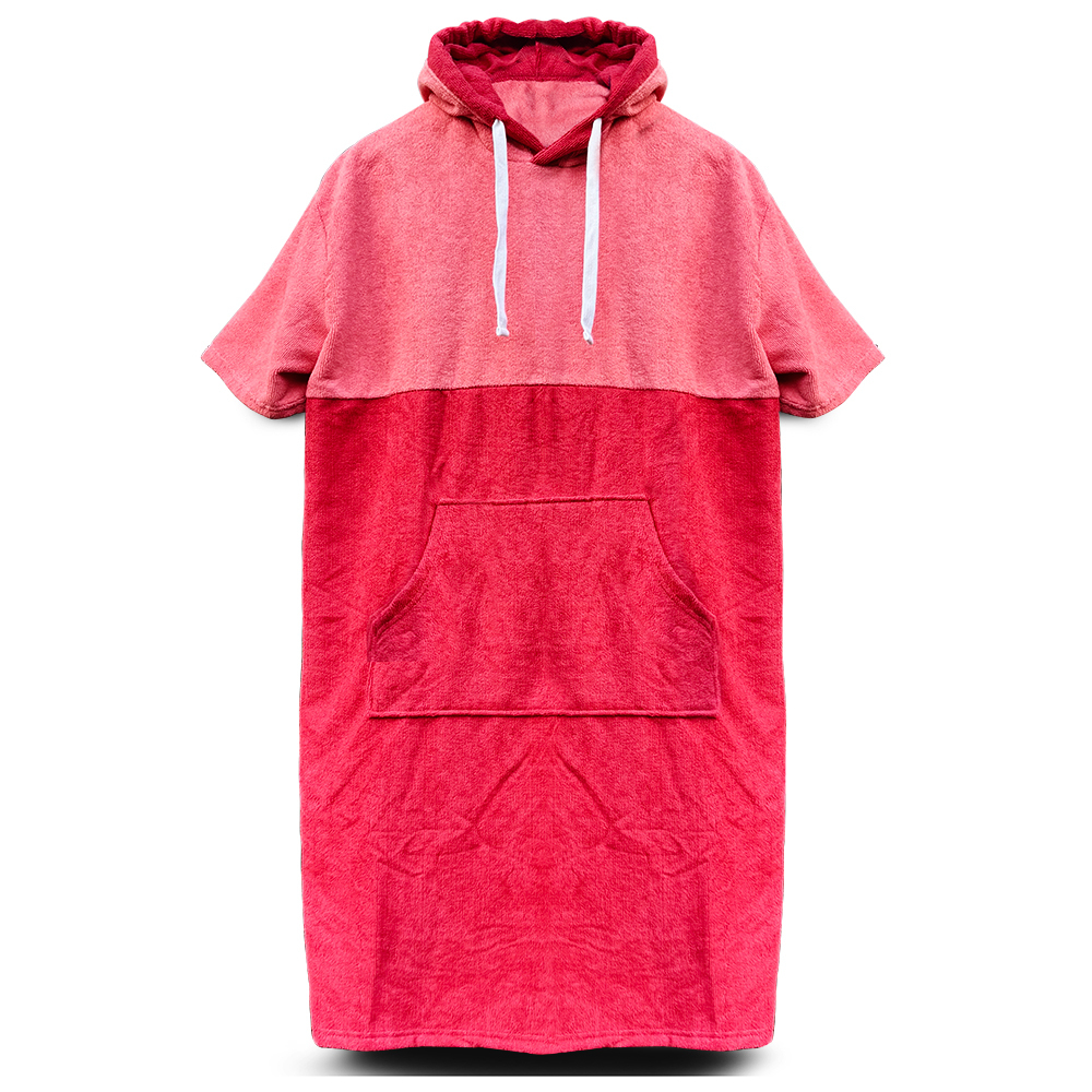 マイクロファイバーポンチョタオル 速乾性 吸水性抜群 大人用 女性用 ピンク/赤 大型フード・ポケット付き 防寒 半袖ノーブランド拍卖