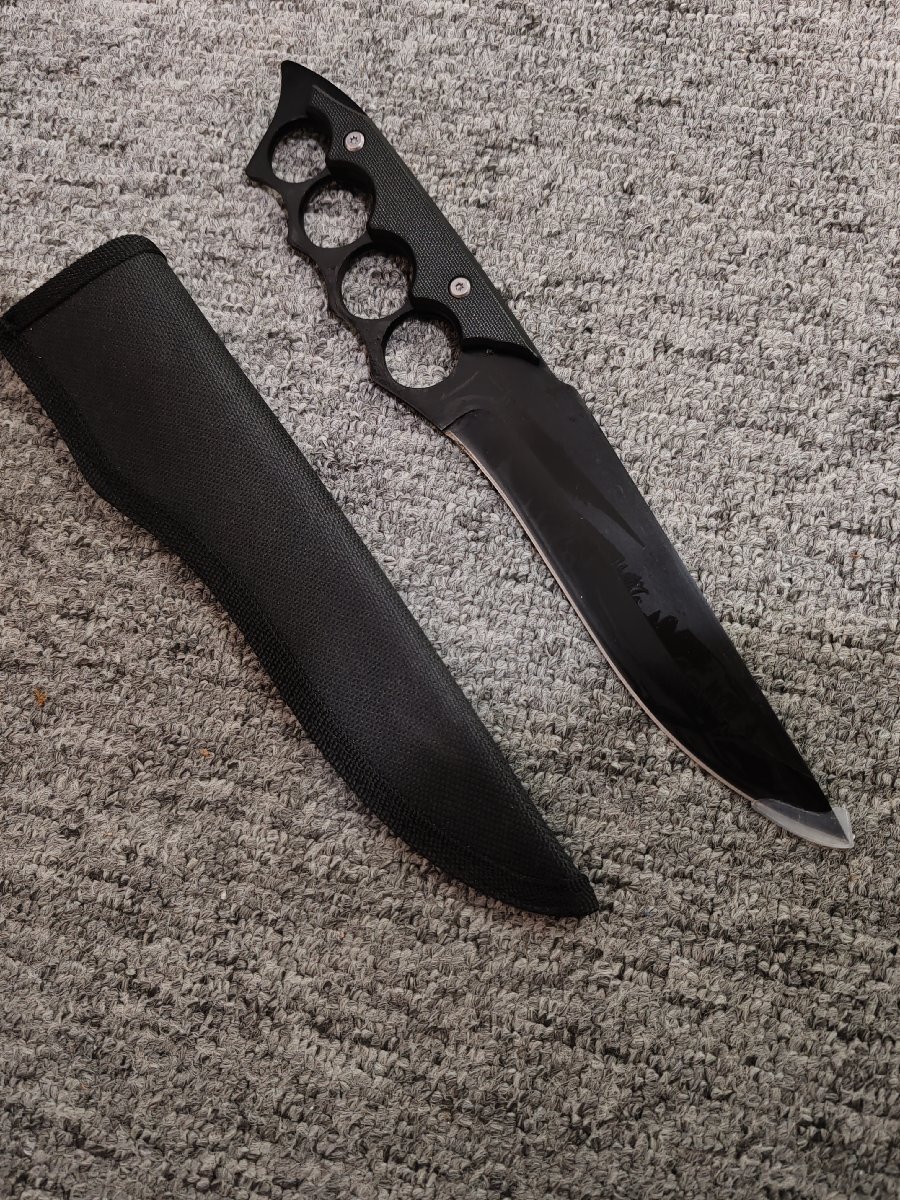 G10 刃厚4.0mm サバイバルナイフ 鋼製アウトドアナイフ ブラック キャンプ 野外登山 ハイキング フィッシング シース付き拍卖