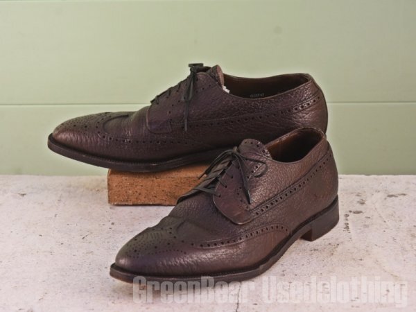 B818 イギリス製 CROCKETT&JONES ビンテージ ウィングチップシューズ 茶 ブラウン メンズ 10.5E 28.5cm拍卖