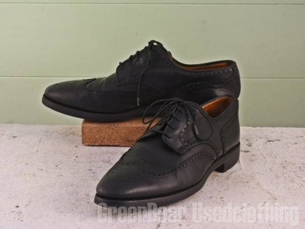 B820 イギリス製 CROCKETT&JONES ウィングチップシューズ 黒 ブラック メンズ 10.5E 28.5cm拍卖