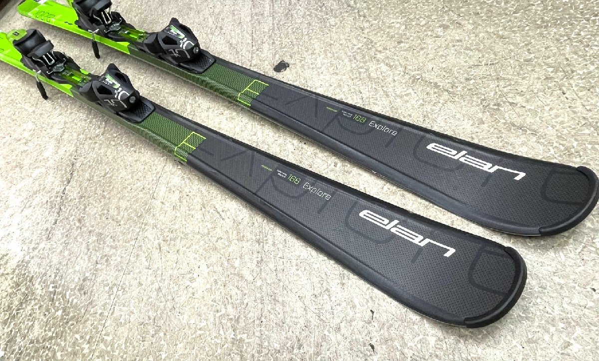 ■ Elan エラン explore4 カービングスキー 168cm ライム×ブラック スキー板 ビンディング付き ( elan EL10 ) ★拍卖