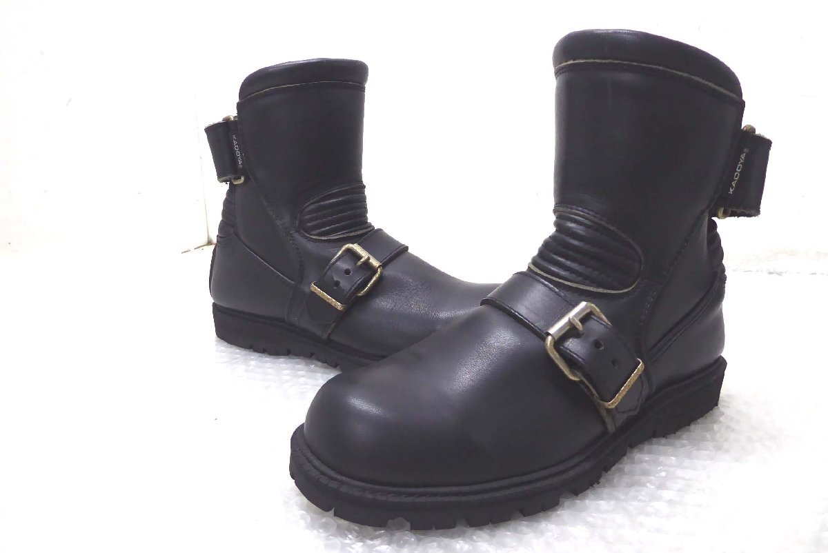 ■◆未使用 KADOYA BLACK ANKLE カドヤ ブラックアンクル レザー ライディングブーツ 24cm拍卖