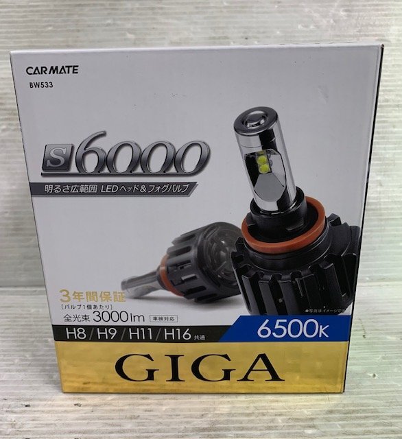 【未使用品】★カーメイト CARMATE GIGA S6000 BW533 6500K LEDヘッドライト&フォグバルブ H8/H11/H16共通 ★拍卖