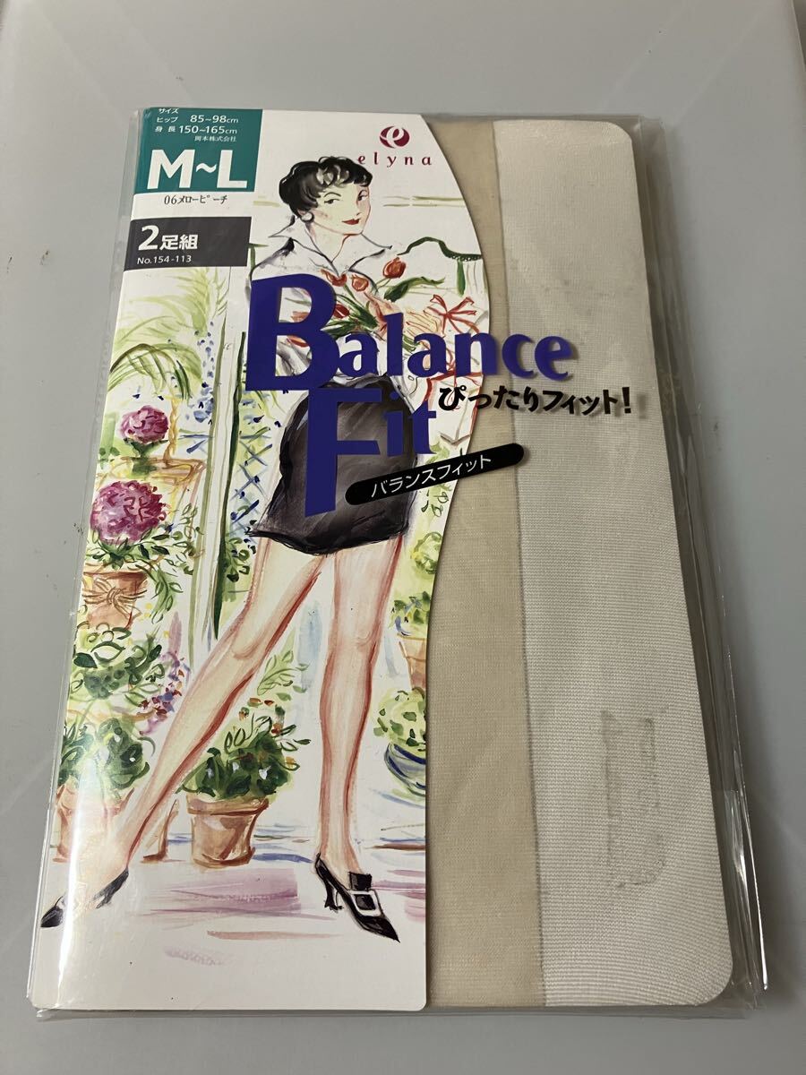 岡本 elyna バランスフィット 2足組 メローピーチ M-L パンティストッキング パンスト panty stocking かかとセット ソフトガードル拍卖