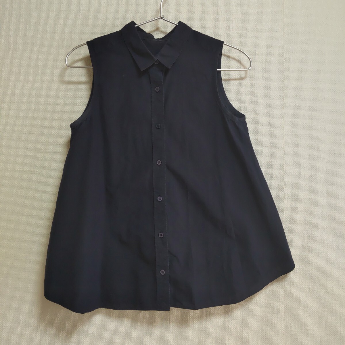 トゥモローランド TOMORROWLAND MACPEE 38 紺色 ノースリーブ ブラウス シャツ 日本製 綿 中古拍卖