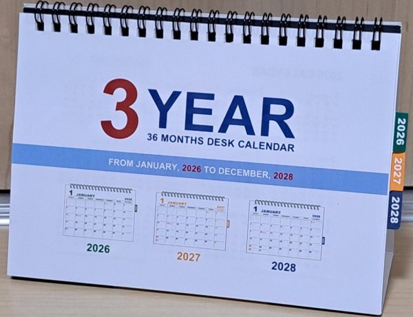 【送料無料 卓上 カレンダー:3年分】 ★3年分使える カレンダー (2026年/2027年/2028年) ★19x14cm:3年 3年分:暦 こよみ拍卖