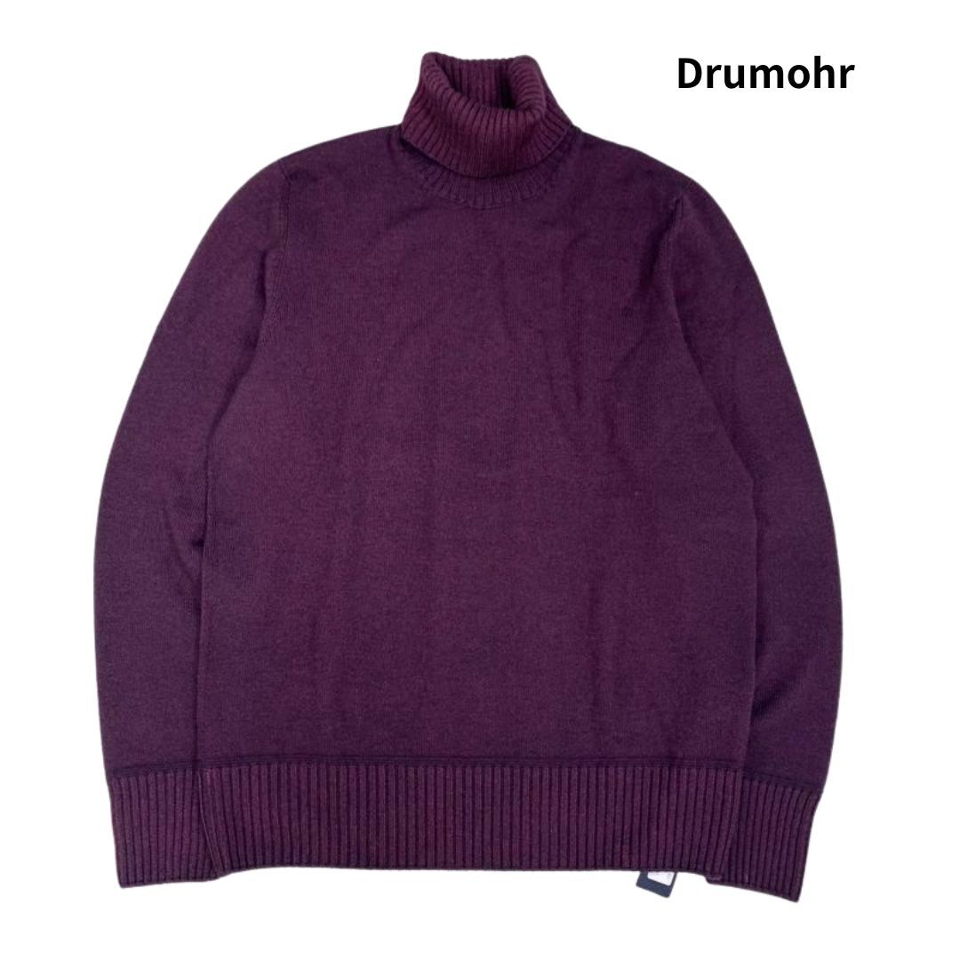 【新品】Drumohr ドルモア メンズ 8ゲージ 長袖 太リブニット タートルネック ニット メリノウール/D8M104AL/パープル size:48/セーター拍卖