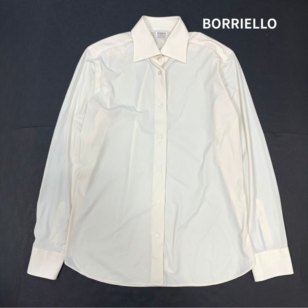 BORRIELLO ボリエッロ GAIOLA ガイオラ セミワイドカラー ストレッチ シャツ ナイロンポリウレタン 15 1/2*39/長袖シャツ ドレスシャツ拍卖