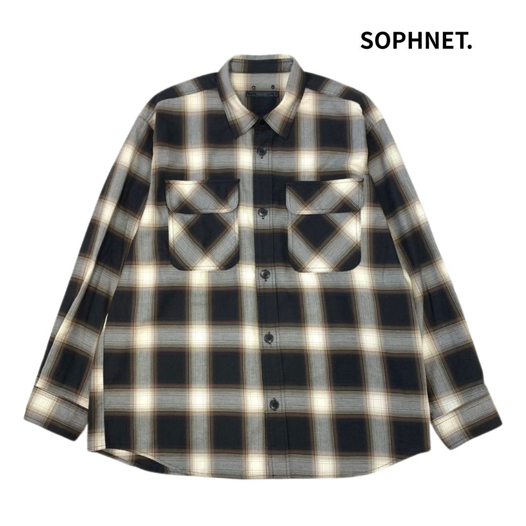 美品 SOPHNET ソフネット 23SS OVERSIZED SUPER BAGGY SHIRT SOPH-230045 オーバーサイズ スーパー バギーシャツ L/長袖 チェック シャツ拍卖